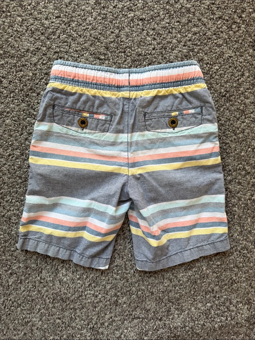 Gymboree Gray Striped Shorts with Mint, Peach & Yellow Accents